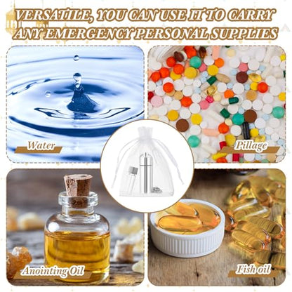 Tandefio 10 Sets Anointing Oil Bottles Necklace Bulk Catholic Holy Water Bottles Necklace with Empty Glass Vial Eyedropper Cross Pendant for Baptism Party Favors Christian First Communion Gifts