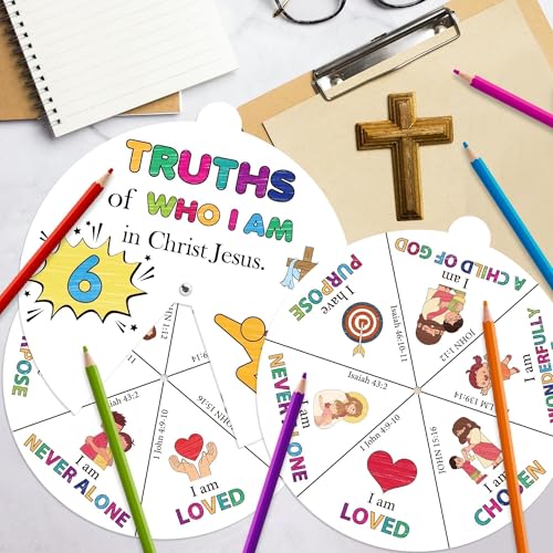 AsodSway Religious Coloring Wheel, 72Pcs DIY Paper Crafts for Sunday School