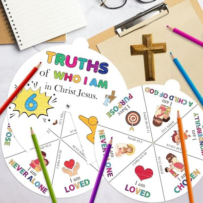 AsodSway Religious Coloring Wheel, 72Pcs DIY Paper Crafts for Sunday School