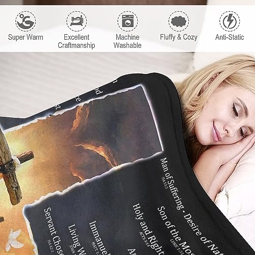 Christian Cross Bible Verse Blanket Christ Religious Throw Blanket Jesus Scripture Faith Catholic Inspirational Gifts for Women Men Winter Warm Soft Plush Fleece Flannel Blanket for Adult Kids 40"x50"