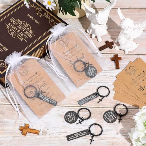Siifert 24 Sets Christian Keychain Bible Verse Cross Keychain Bulk - color: Black
