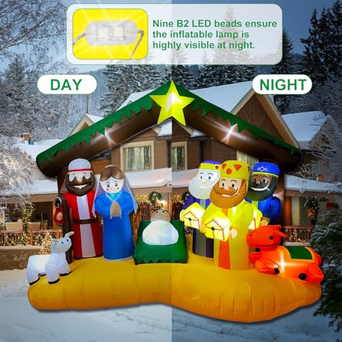 8.8 FT Christmas Inflatables Nativity of Jesus Blow Up Yard Decorations with LED Lights Religious Blow Up Yard Decor for Outdoor Xmas, Holiday Party, Patio & Lawn Decorations - style: Jesus Arch
