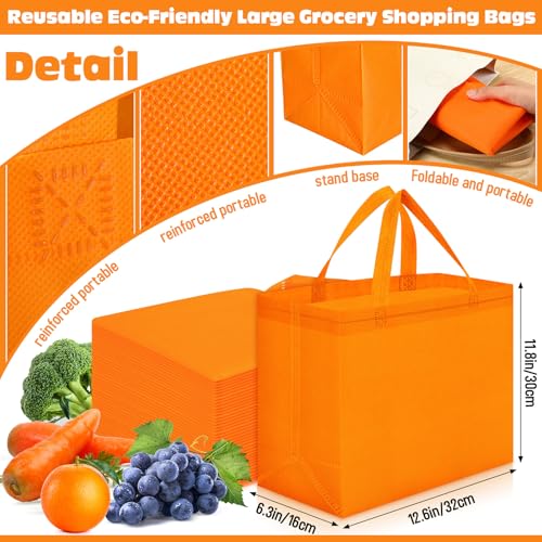 Windyun Reusable Grocery Bags Non Woven with Handles - color: Orange