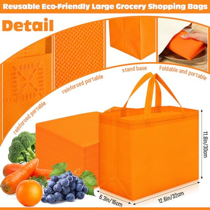 Windyun Reusable Grocery Bags Non Woven with Handles - color: Orange