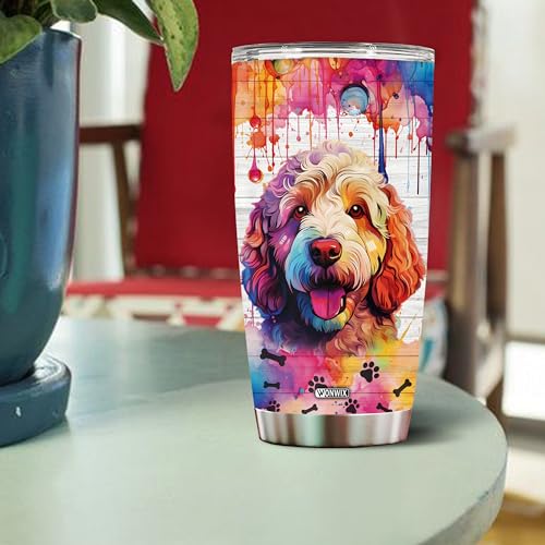Gifts for Goldendoodle Lovers 20 Oz Stainless Steel Tumbler Travel Coffee Mug Gift Ideas for Goldendoodles Dog Lovers Owners Funny Facts Water Bottle - color: GOLDENDOODLE