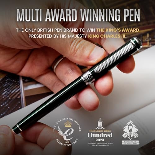 Scriveiner Black Green Rollerball Pen - Stunning Luxury Pen, Chrome Finish, Schmidt Ink Refill, Best Roller Ball Pen Gift Set for Men & Women, Professional, Executive Office - color: 15. Very Dark Black Green with Chrome
