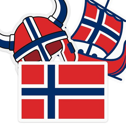 Norway Flag Sticker, Flag Stickers for Cars with Viking Ship Helmet Design - color: Norway Flag Sticker