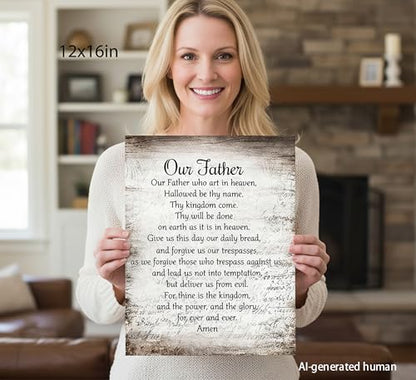 YOXORDQ Our Father Prayer Canvas Wall Art-Canvas Wrapping 12x16in - color: Our father, size: 16"L x 12"W