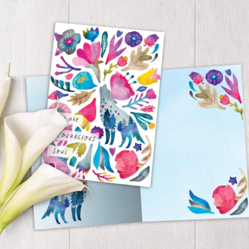 Tree-Free Greetings - Wolf Encouragement Card - Courageous Soul - color: Courageous Soul