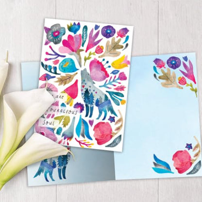Tree-Free Greetings - Wolf Encouragement Card - Courageous Soul - color: Courageous Soul