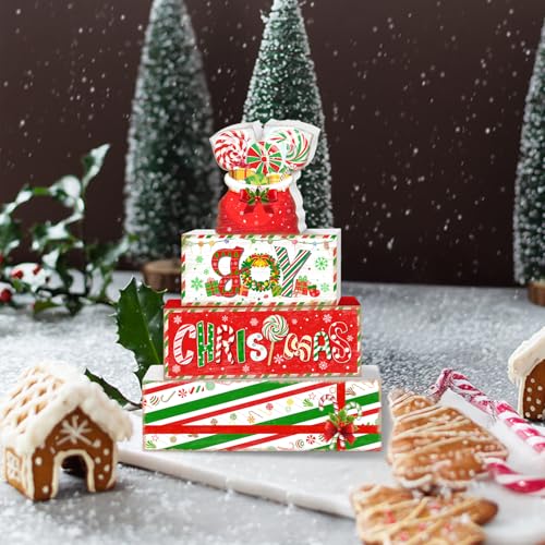 Britimes Tiered Tray Decor Set, 4 Pack, Wooden Table Sign, Candy Christmas - style: Christmas Gifts & Candy