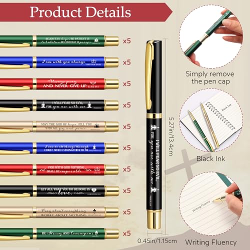 Kosiz 100 Pcs/ 50 Set Christian Gift Bulk Spiral Notebook and Pen, 5 Color - color: Multicolor