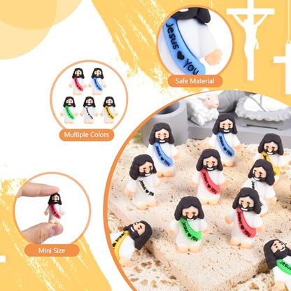 nedeqi 310 PCS Little Jesus Figures, Mini Jesus Figurines in Bulk, Tiny Pocket Rubber Jesus Love You Figure for Religious Party Favors, Baptism Gift, Easter Egg Stuffers (310)