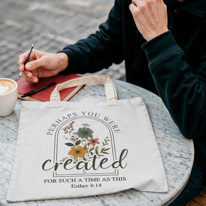 FBB Christian What's the Best that Could Happen Inspirational Tote Bag - color: Perhaps You Were Created for Such a Time as This