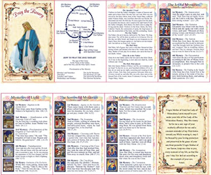 HanlinCC Catholic Miraculous Rosary Glass Pearl Beads Pray Card & Gift Bag - color: Pink