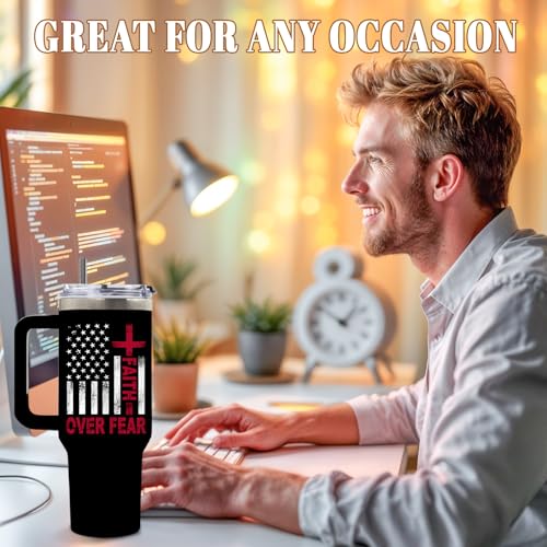 DUUV Faith over Fear Tumbler 40oz, Insulated Christian Gifts for Women Man - color: Not Fear Faith