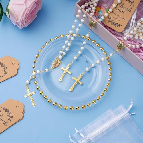 48 Pcs Gold Virgen Guadalupe Scented Rosary Baptism First Communion Party - color: 48pcs Gold