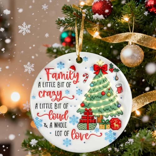 Family Christmas Ornament 2026 - Christmas Family Decor Gifts for Mom, Dad, Daughter, Son, Husband and Wife, Grandma, Grandpa Gift Ideas - Christmas Tree Decoration Ceramic Ornament - color: Family Ornament 2025