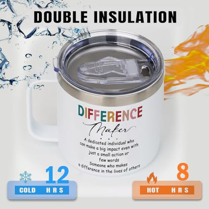 14 Oz Tumbler Difference Maker Gift, Making A Difference Gifts, Thank You Tumbler - Christmas, Birthday Gifts For Women, appreciation gifts for Boss, Leader, Employee, Coworkers, Teachers - color: difference maker