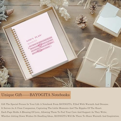 Pink Christian Spiral Notebooks, Jeremiah 29:11 Bible Journaling Notebook, Religious Prayer Journal for Woman, Church Notes Notebook, Christian Gifts for Women, 5.5x8.3 Inches - color: Gods Plan