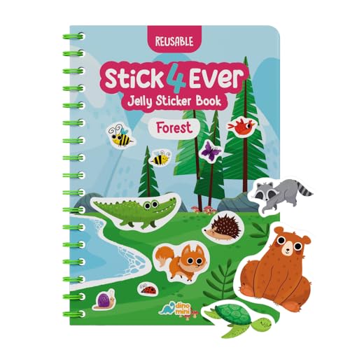 Stick4Ever Jelly Sticker Book® - for Kids - Waterproof, Easy to Clean Reusable Sticker Book for Toddlers- Reusable Road Trip Activities for Kids - Stocking Stuffers for Toddlers (Forest) - style: Forest