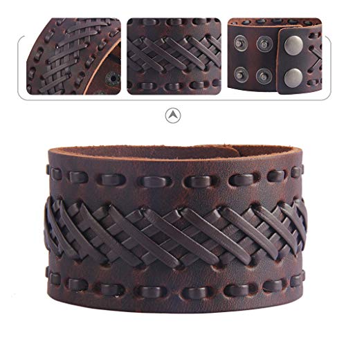 Jeilwiy Punk Rock Gothic Black Rivet Leather Spiked Necklace Collar Neckband Leather Choker Necklace for Women Mom Gifts Adjustable - color: Viking bracelet