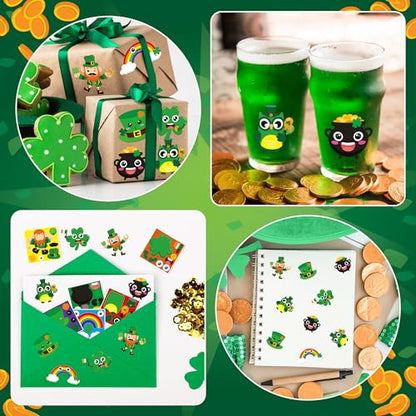 Haooryx St.Patrock’s Day DIY Stickers - 300 Pcs St.Patrock’s Day Make Your Own Shamrock Leprechaun Green Hat Waterproof Vinyl Reusable Laptop Sticker Roll Scrapbook Water Bottle Page Activity Pad - style: St.Patrock's Day 1Roll