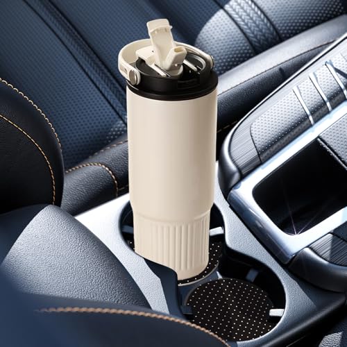 2 Pack Car Coasters for Cup Holders, Cute Car Accessories Interior (Black Polka Dots) - color: Black Polka Dots