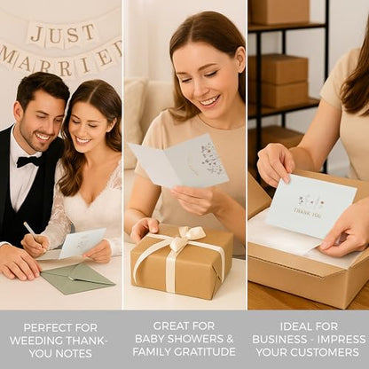 ZICOTO Beautiful Thank You Card Set With Envelopes and Stickers - Set of 20