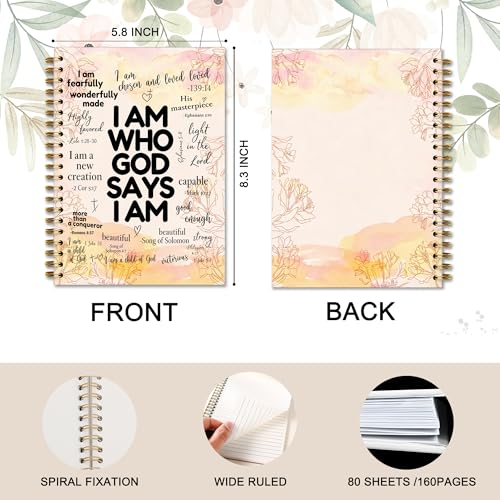 Inspirational Christian Spiral Notebook Journal, Christian Gifts for Women Faith, God Says I Am Bible Verse Notebook Journal for School Office Supplies, 5.5 x 8.3 Inch - color: 17Child