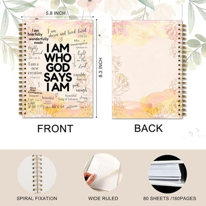 Inspirational Christian Spiral Notebook Journal, Christian Gifts for Women Faith, God Says I Am Bible Verse Notebook Journal for School Office Supplies, 5.5 x 8.3 Inch - color: 17Child