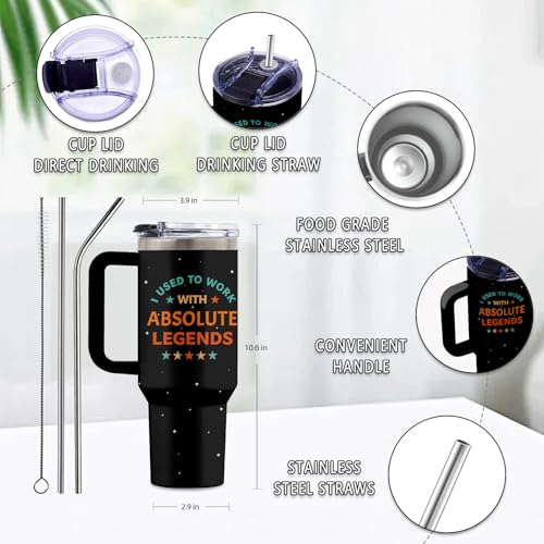 Leaving 40oz Tumbler, with Handle & Straw, Insulated Coffee Cup - color: Leaving