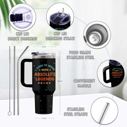 Leaving 40oz Tumbler, with Handle & Straw, Insulated Coffee Cup - color: Leaving