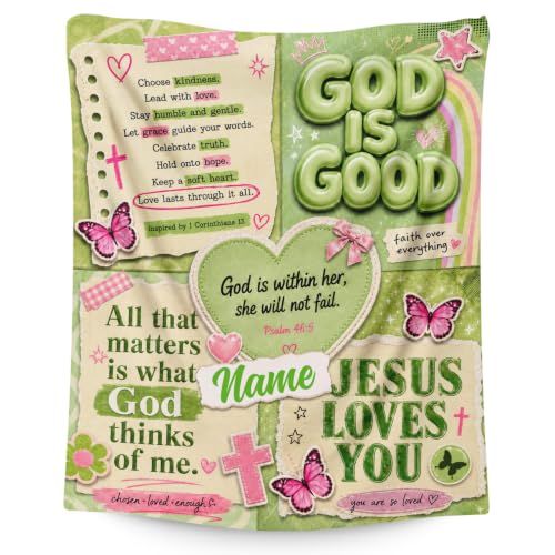 Custom Blanket for Kids Adult, God Theme Blankets for Sofa Camp Bed - color: Green