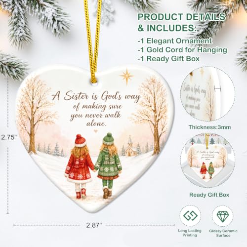 FaCraft Sisters Gifts from Sister - Sister Christmas Ornament 2026 Ceramic - color: 1-12 Sister