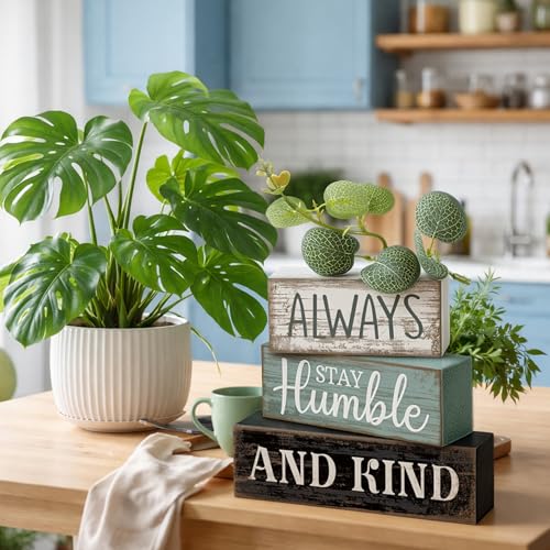 Lineshading 4 Pcs Inspirational Farmhouse Table Decor Wooden Shelves Signs - style: Beautiful