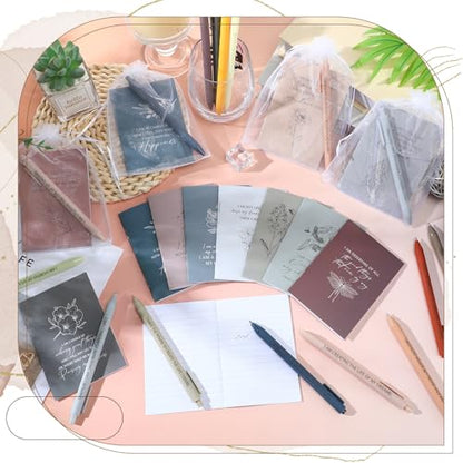 Mooliwe 96 Pcs Positive Affirmation Gift Set Gratitude Notebooks with Pens Small Bags Motivational Encouragement Notepads Daily Affirmations Journal for Women Stress Relief Self Care (Minimalist) - style: Botanical