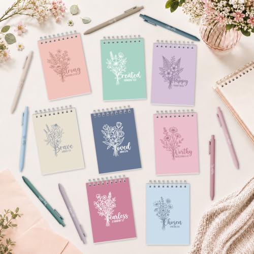 Sprial Notebooks with Pens Bulk, 48 Pack, 5.5 x 4.7 Inch, Verse - color: Morandi Minimalist Scripture