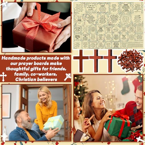 Fanfanwin 38 Sets Prayer Quilt Squares with Crosses, Wildflower, Brown - color: Brown, style: Wildflower