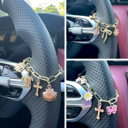 Cross Steering Wheel Charm Cherry Strawberry Ace Card Car Jewelry Interior - color: Cherry Strawberry