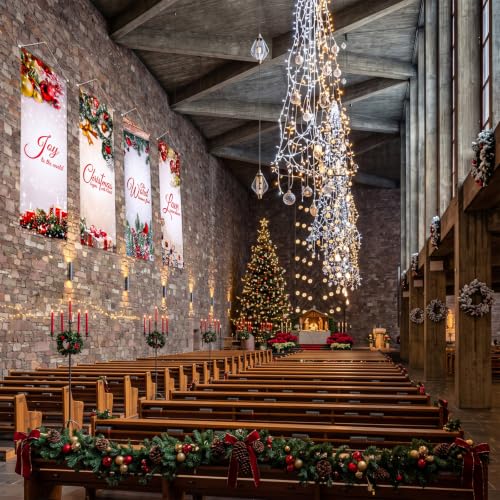 Tegeme 6 Pcs Church Banners Scripture Sanctuary Wall,Christmas and Hole - style: Christmas and Hole