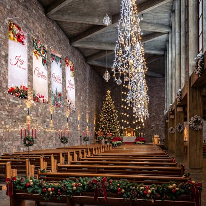 Tegeme 6 Pcs Church Banners Scripture Sanctuary Wall,Christmas and Hole - style: Christmas and Hole