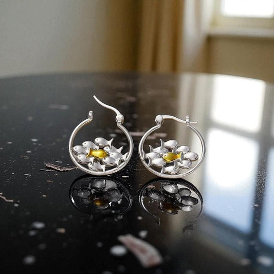 Swim Against The Current Earring For Women, Vintage Unique Funny Hoop Fish Fishes Earrings Inspirational Spiritual Gift Jewelry - color: Hoop fish