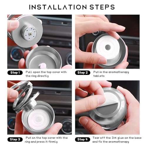 DXNQ Solar Rotating Car Air Freshener, Double Ring Solar Energy Car Dashboard Decoration Perfume Holder, Rotating Aromatherapy Diffuser Ornament for Car Home, Car Accessories (Silver)