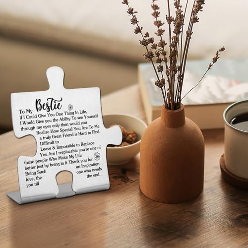 To My Bestie Gifts Bestie Gifts from Sister Thank You for Being My Unbiological Sister Best Friend Christmas Wedding Friendship Gifts for Sister Bestie Decorative Sign Funny Office Desk Decor - style: Bestie