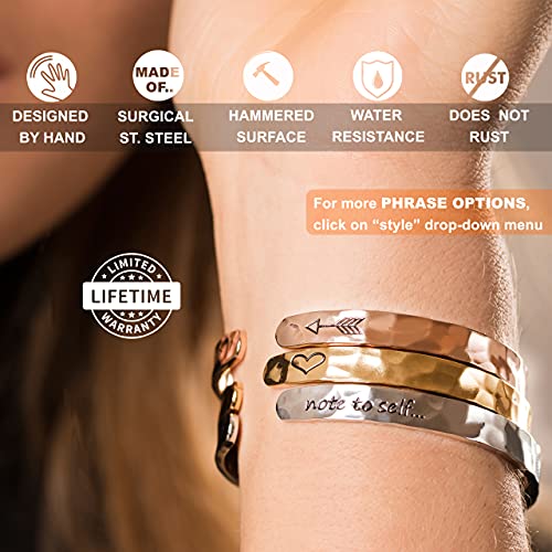 Carviell Bracelets for Women – 100+ Meaningful Engraved Messages – Solid 316L Surgical Stainless Steel Cuff Bracelet – Gift Ready - color: CONFIDENCE Gift - You're AWESOME, keep that sh*t up! - GOLD