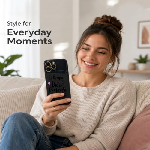 for iPhone 17 Pro Max Case God's Timing is Perfect Spanish Bible Verse Phone Case, Full Camera Lens Protection, Shockproof Drop Resistant Durable Cover (Black, iPhone 14 Pro Max) - color: black, size: iPhone 14 Pro Max