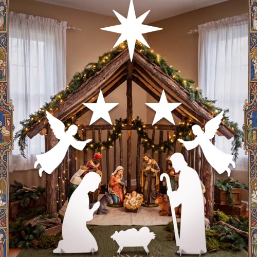 Pinkunn 7 Pcs Christmas Nativity Scene Decorations Set Indoor