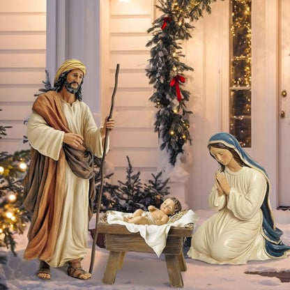 MorningRo 3 Pcs Metal Christmas Outdoor Nativity Scene Set (Retro) - size: 48.9''H