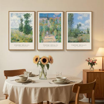 3 Piece Framed Claude Monet Landscape Wall Art for Living Room, 16x24 Inch - color: Green and Blue, size: 16"W x 24"Hx3Pcs
